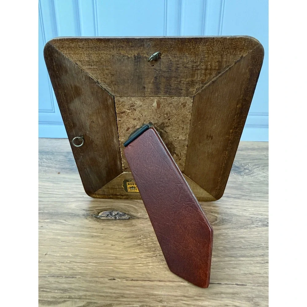 VTG 1978 Gallery Impressions Wallace Berrie Leather Wood Photo‎ Frame 7